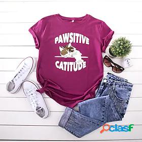 Womens T shirt Basic Print Basic Simple T-shirt Sleeve Round