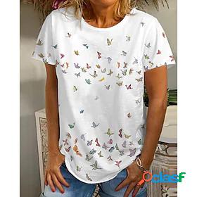 Womens T shirt Butterfly Graphic Butterfly Round Neck Print