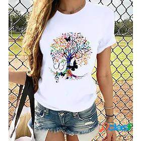 Womens T shirt Butterfly Graphic Prints Round Neck Tops Slim