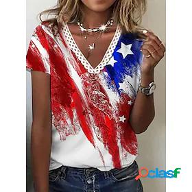 Womens T shirt Floral Theme Painting Floral Tie Dye V Neck