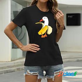 Womens T shirt Graphic Fruit Animal Round Neck Print Basic