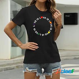 Womens T shirt Graphic LOVE Letter Round Neck Print Basic