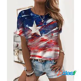 Womens T shirt Painting Stars and Stripes Round Neck Print