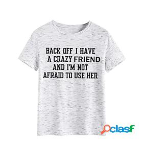 Womens T shirt Text Round Neck Basic Tops Blue White Black