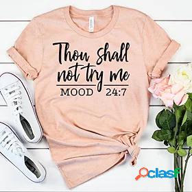 Womens T shirt Text Round Neck Basic Tops Green Blue White
