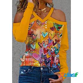 Womens T shirt Valentines Day Couple Heart V Neck Cut Out