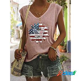 Womens Tank Top Camis Independence Day Butterfly USA V Neck