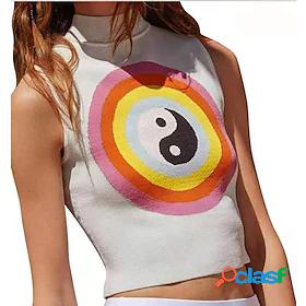 Womens Vest Pattern Sleeveless Sweater Cardigans High Neck