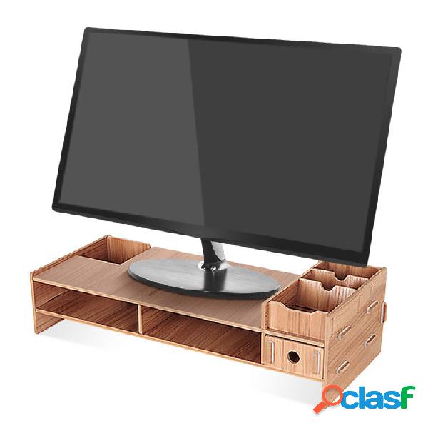 Wooden Monitor Bracket Stand Desktop Storage Shelf Laptop