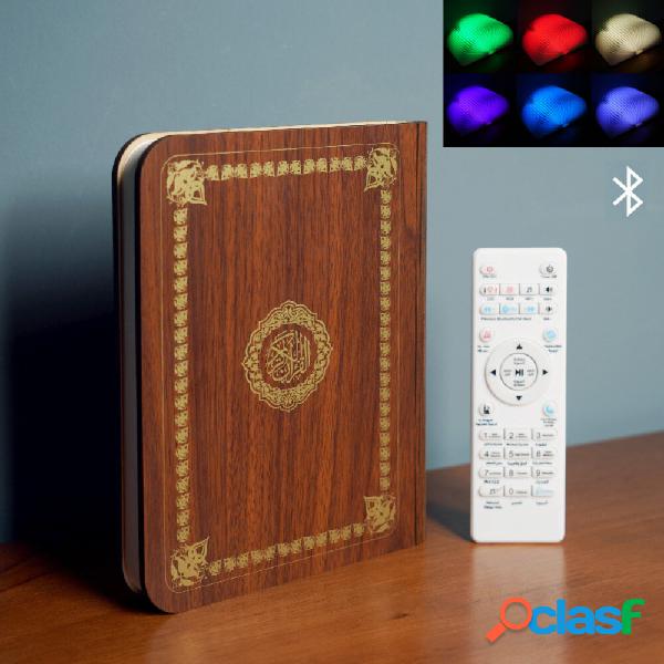 Wooden Quran Speaker Colorful LED Book Light Wireless