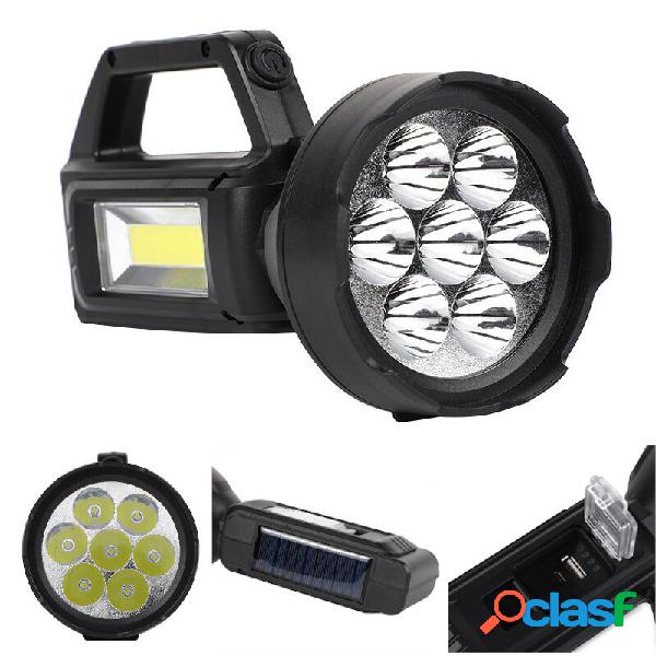 XANES 7LED Solar Rechargeable Portable Flashlight with COB