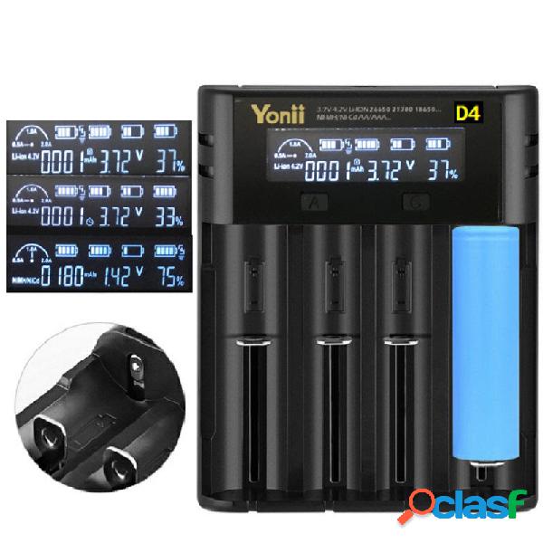 Yonii D4 Four Slot USB Rechargeable Lithium Battery Charger