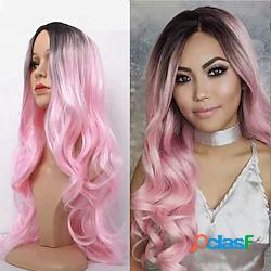 parrucca rosa per le donne parrucca realistica ondulata