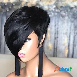 pixie taglio corto dritto bob parrucca con la frangetta per