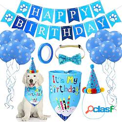 set completo di compleanno per cani, papillon per cani