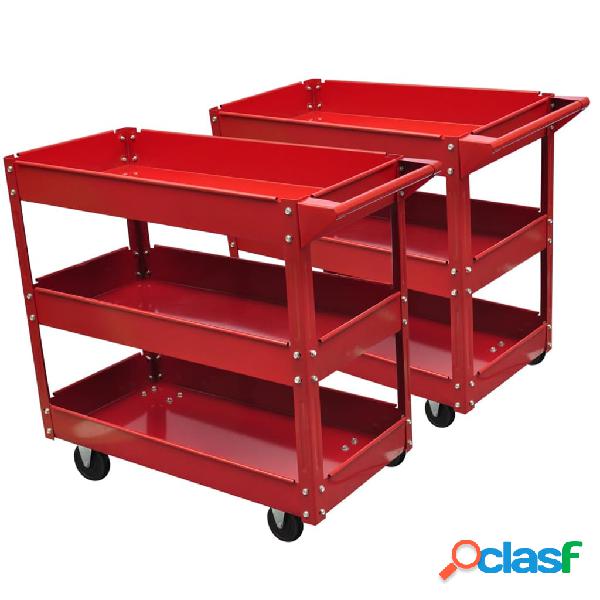 vidaXL 140157 Workshop Tool Trolleys with 3 Shelves 2 pcs