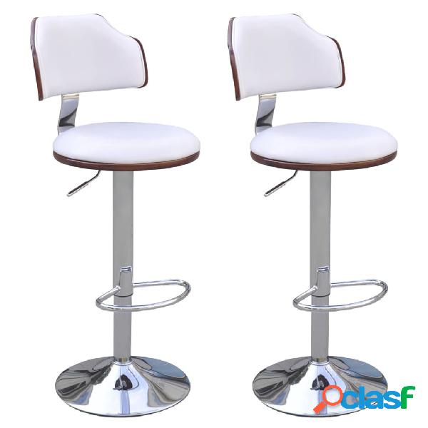 vidaXL 242203 Bar Stools 2 pcs White Faux Leather