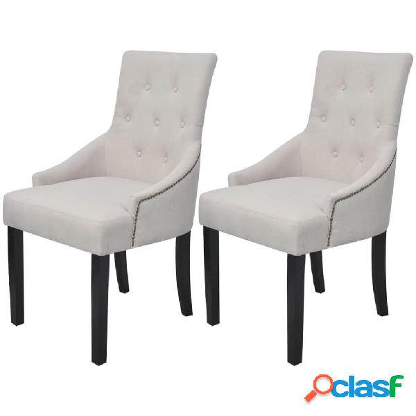 vidaXL 242402 Dining Chairs 2 pcs Cream Grey Fabric