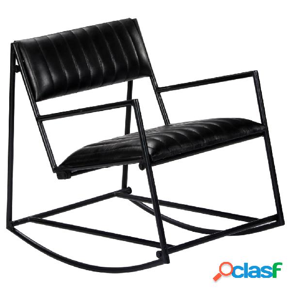 vidaXL 282905 Rocking Chair Black Real Leather