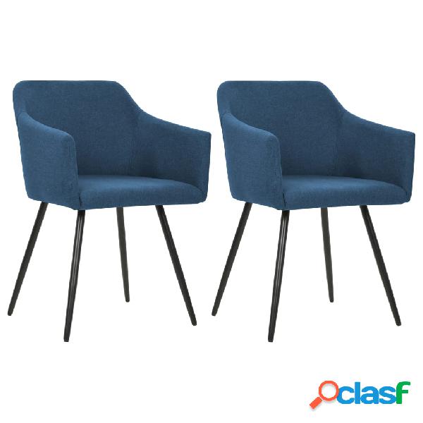 vidaXL 323097 Dining Chairs 2 pcs Blue Fabric