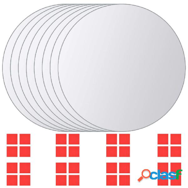 vidaXL 8 Pz Piastrelle a Specchio Rotonde in Vetro