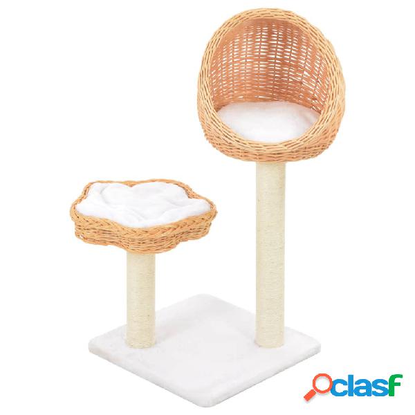 vidaXL Albero per Gatti con Tiragraffi in Legno di Salice