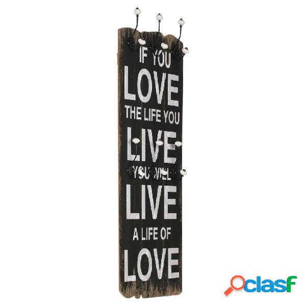 vidaXL Appendiabiti da Parete con 6 Ganci LOVE LIVE 120x40