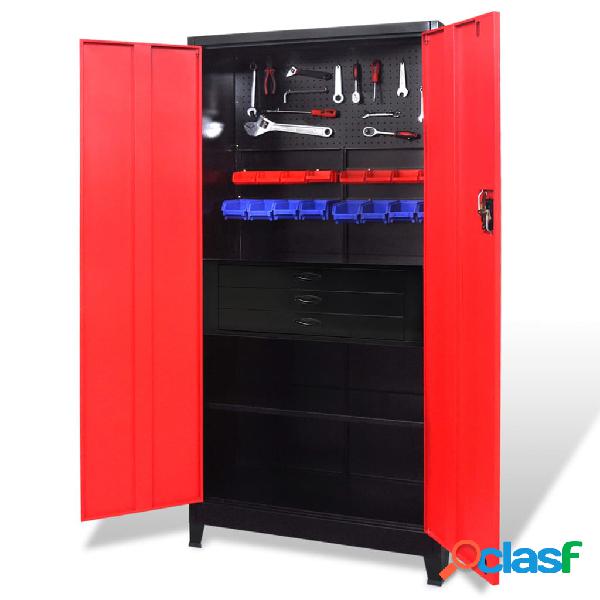 vidaXL Armadio Portautensili con Cassetti 90x40x180 cm Rosso