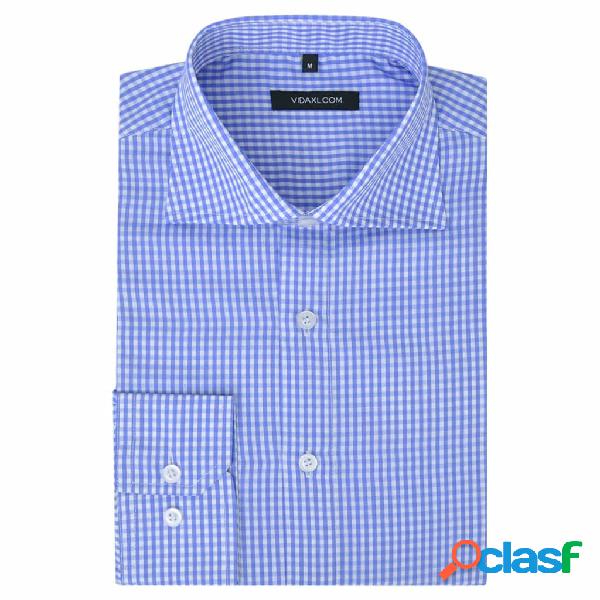 vidaXL Camicia Uomo Business Bianca e Azzurra Taglia S