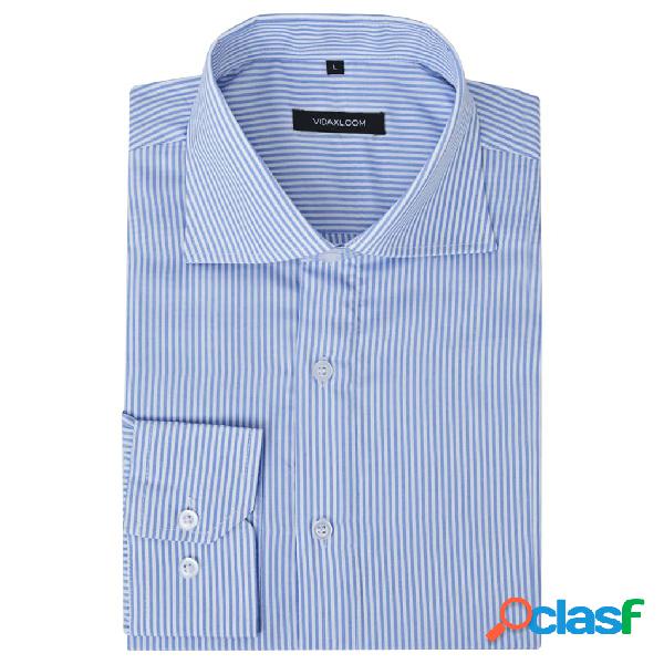 vidaXL Camicia Uomo Business Bianca e Blu a Righe Taglia S