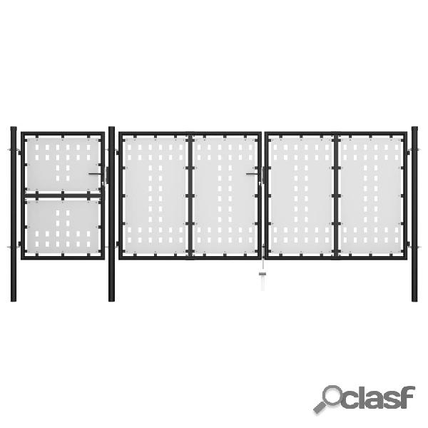 vidaXL Cancello per Giardino in Acciaio 400x125 cm Nero