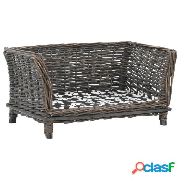 vidaXL Cesta per Cani con Cuscino Grigio 50x33x30 cm Salice