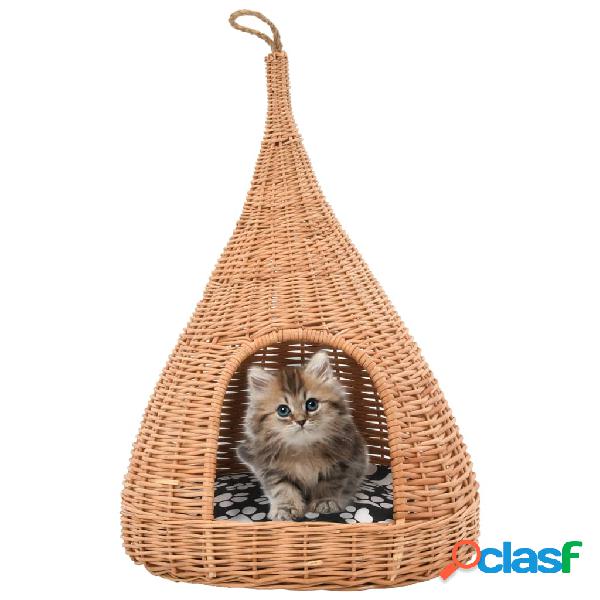 vidaXL Cesta per Gatti con Cuscino 40x60cm Teepee Salice