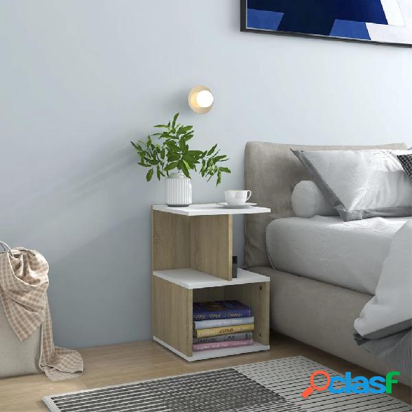 vidaXL Comodini 2 pz Bianco e Rovere Sonoma 35x35x55cm in