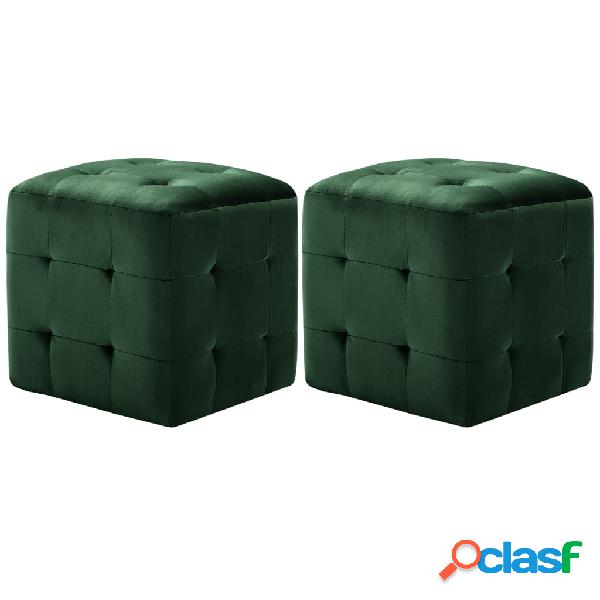 vidaXL Comodini 2 pz Verde 30x30x30 cm in Tessuto Vellutato