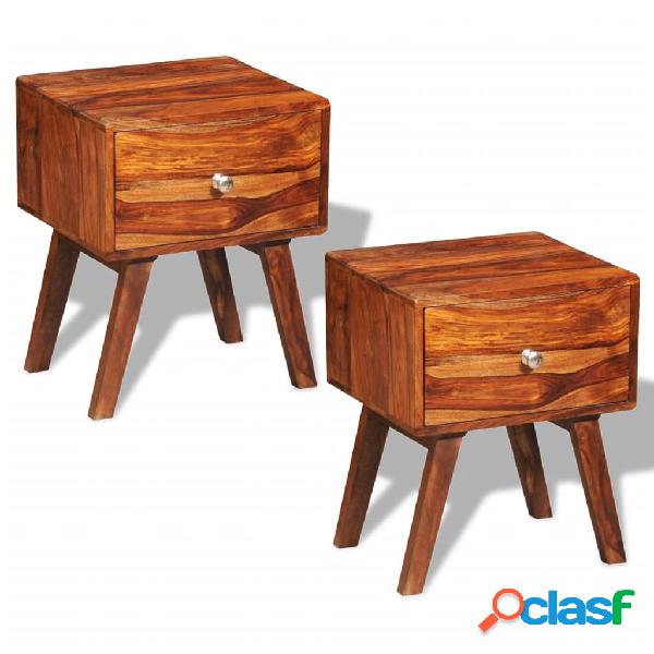 vidaXL Comodini 2 pz con 1 Cassetto 55 cm Legno Massello di