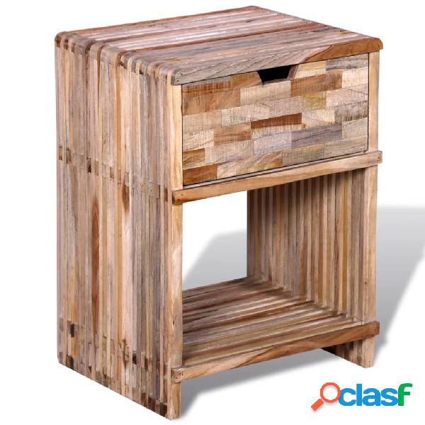 vidaXL Comodino con Cassetto in Legno di Recupero di Teak