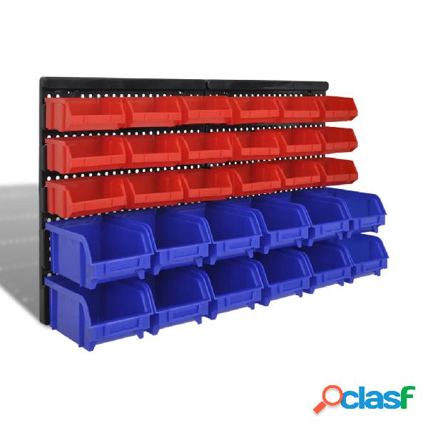 vidaXL Contenitore Plastica per Garage da Parete Set 30 pz