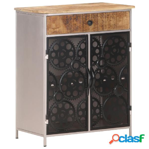 vidaXL Credenza 60x35x75 cm in Legno di Mango Grezzo e Ferro