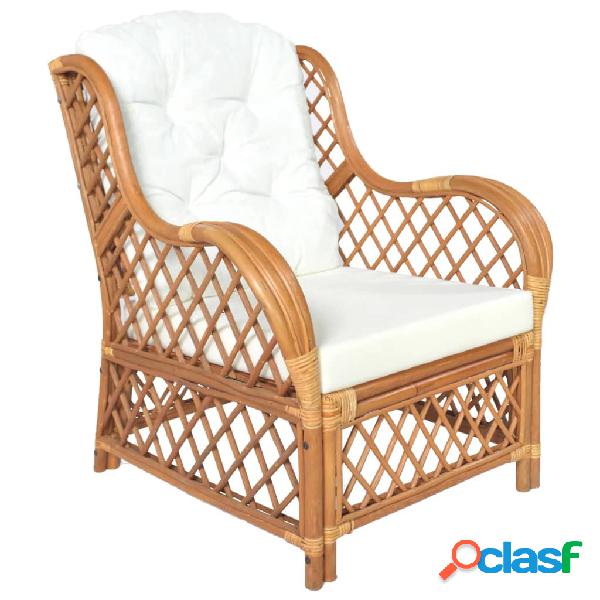 vidaXL Divano con Cuscino Marrone Chiaro in Rattan Naturale