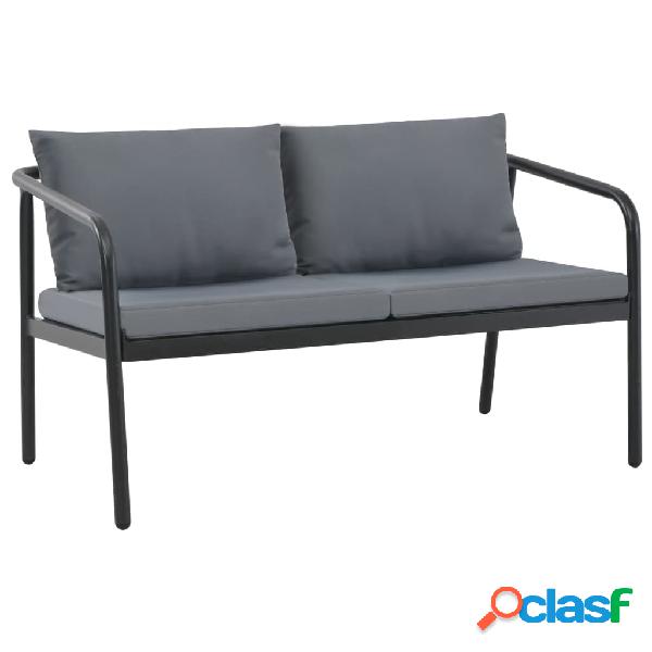 vidaXL Divano da Giardino a 2 Posti con Cuscini Grigio in