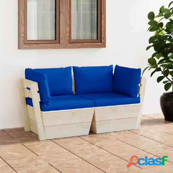 vidaXL Divano da Giardino a 2 Posti su Pallet con Cuscini