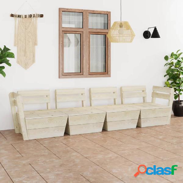 vidaXL Divano da Giardino a 4 Posti su Pallet Legno Abete