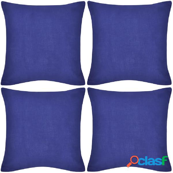 vidaXL Federe 4 pz in Cotone Blu 80 x 80 cm