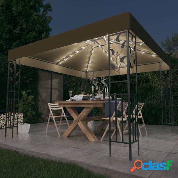 vidaXL Gazebo con Luci LED a Stringa 3x3 m Grigio Talpa