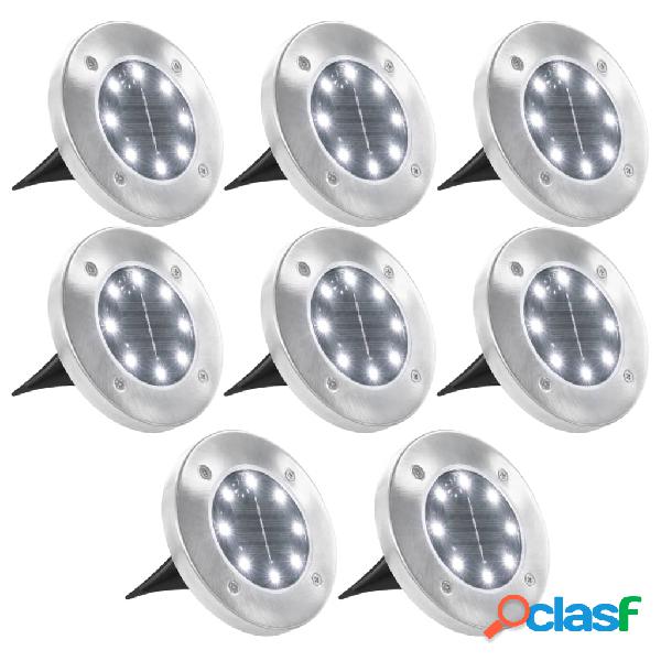 vidaXL Lampade Solari da Terra 8 pz Luci a LED Bianche