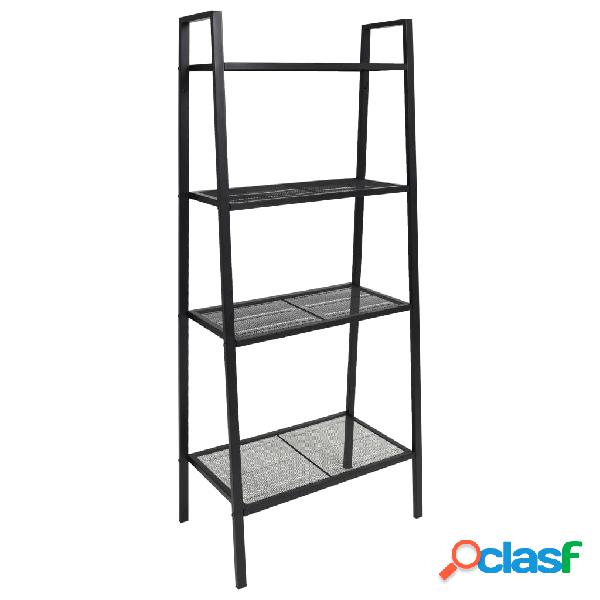 vidaXL Libreria a Scala con 4 Ripiani in Metallo Nero