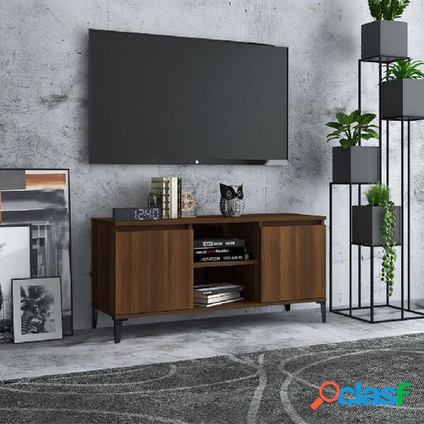 vidaXL Mobile TV Gambe in Metallo Rovere Marrone 103,5x35x50