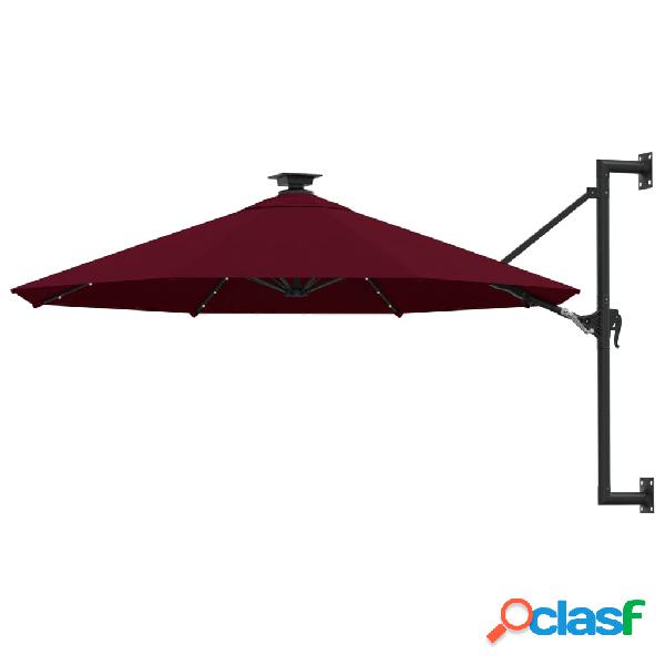 vidaXL Ombrellone a Muro con LED e Palo in Metallo 300 cm