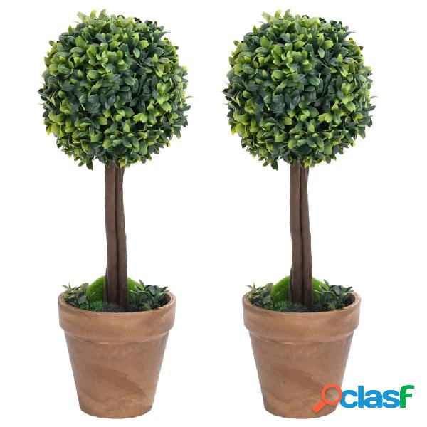 vidaXL Piante di Bosso Artificiale 2 pz a Sfera con Vaso